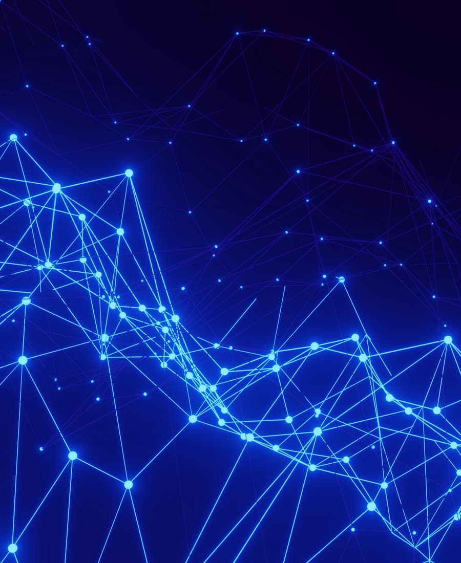 A network of connected nodes, representing the entity graph behind AI search visibility